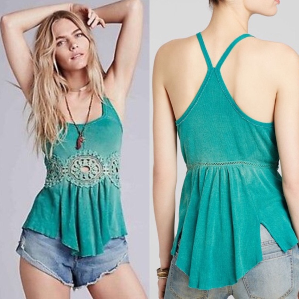 *FREE PEOPLE* Sundial Turquoise Tank Top